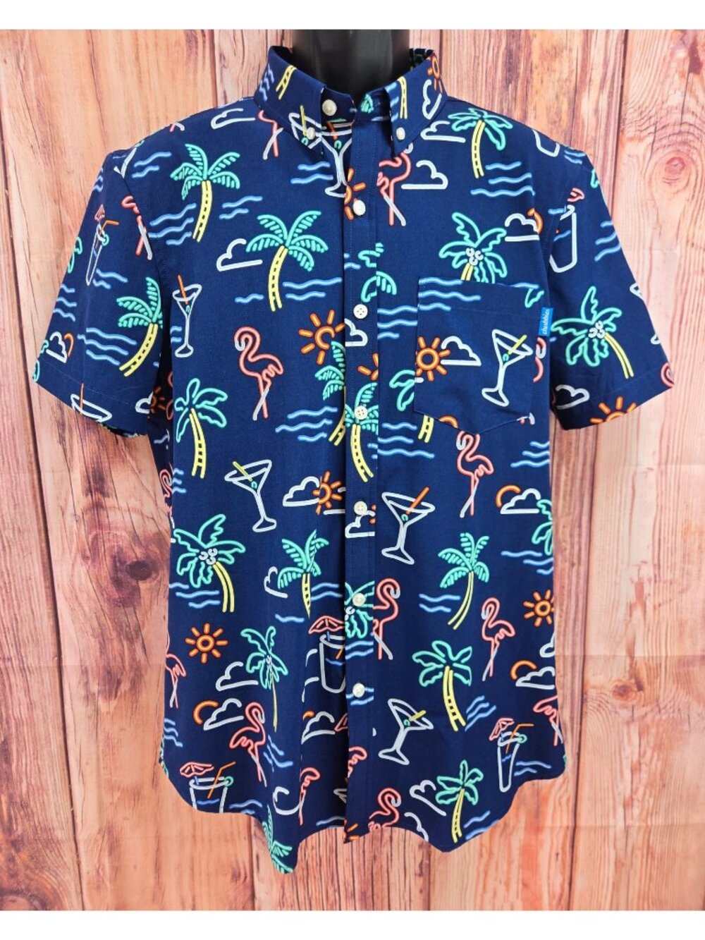 Chubbies Mens Palm Tree Neon Print Short-Sleeve Shirt Medium